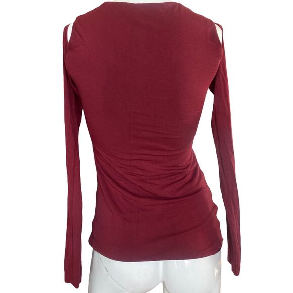 BAILEY 44 Cold Shoulder Burgundy Top Size Small - Picture 2 of 4